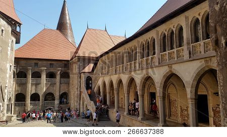 Corvin, Romania - July 22, 2017: Corvin Castle In Romania