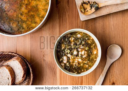 Turkish Kara Lahana Corbasi / Black Cabbage Or Kale Soup..