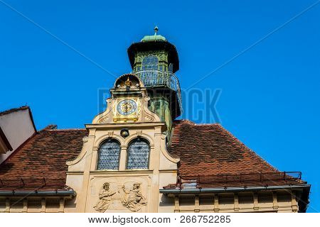 Graz, Austria September 2018: Gottfried Maurer House On Glockenspielplatz In Graz