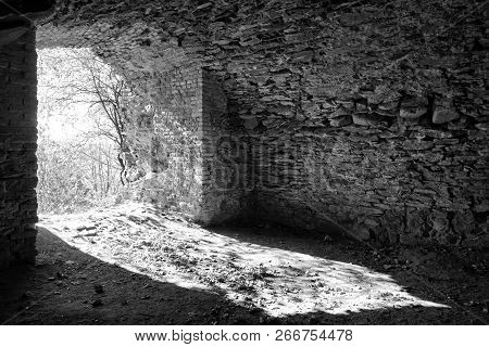 Remains Of The Castle Of Princes Koretsky, City Of Rovno, Ukraine. Dilapidated Castle Of The Period 