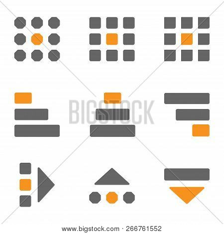 Set Icons Hamburger Menu, Kebab Menu, Bento Menu, Meatballs Menu Ui Ux Design In The Form Of Rectang