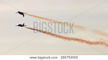 Airplanes Doing Stunts In The Air In Spain