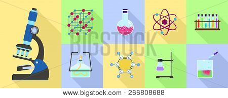 Chemistry Science Icon Set. Flat Set Of Chemistry Science Icons For Web Design