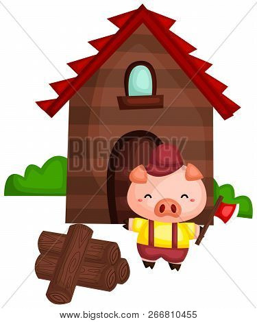 A Pig With A Wood House Made From The Wood He Chopped