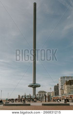 Brighton, England - October 24th, 2018: British Airways 360 Lookout In Brighton Promenade During Sun