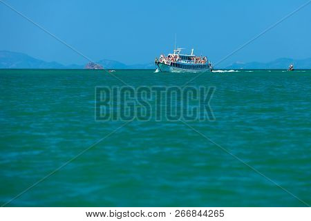 Aonang Princess, Adaman Sea, Railay Beach, Krabi, Thailand - Februrary 2014. The Passenger Ship Is O