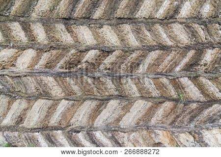 Detail Of Traditional Icelandic Turf Houses In Glaumbaer Folk Heritage Museum, Iceland. Pattern Of T