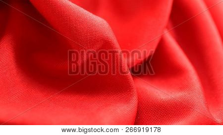 Close Up Of Red Satin Fabric Background