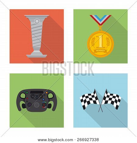 Vector Illustration Of Car And Rally Logo. Set Of Car And Race Stock Vector Illustration.
