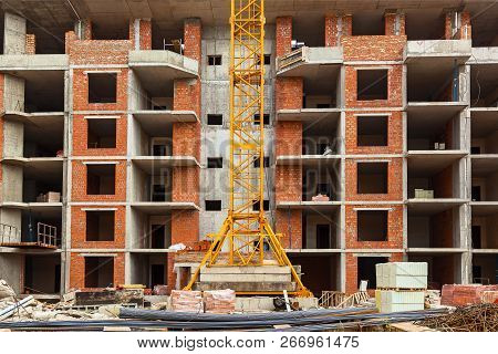 Grids From Fittings For Monolithic Construction Of Houses. Construction Site, Construction Of Houses