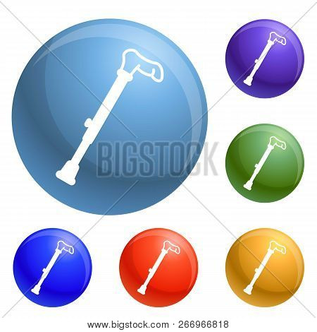 Walking Stick Icons Set Vector 6 Color Isolated On White Background