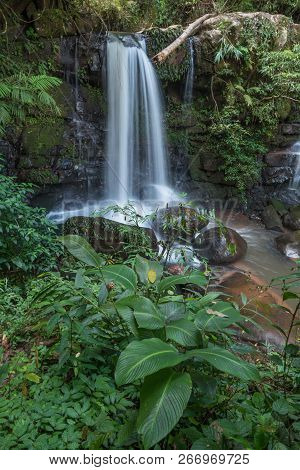 Beautiful Waterfall In Rainforest,sapun Waterfall At Nan Province Thailand