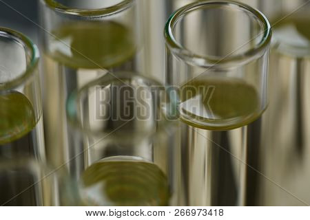 Yellow Liquid Spilled Petrol Additive Innovative Supply. Conveyor Line Production Household Cleaning