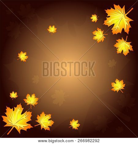 Vector Background With Orange And Yellow Falling Autumn Leaves.