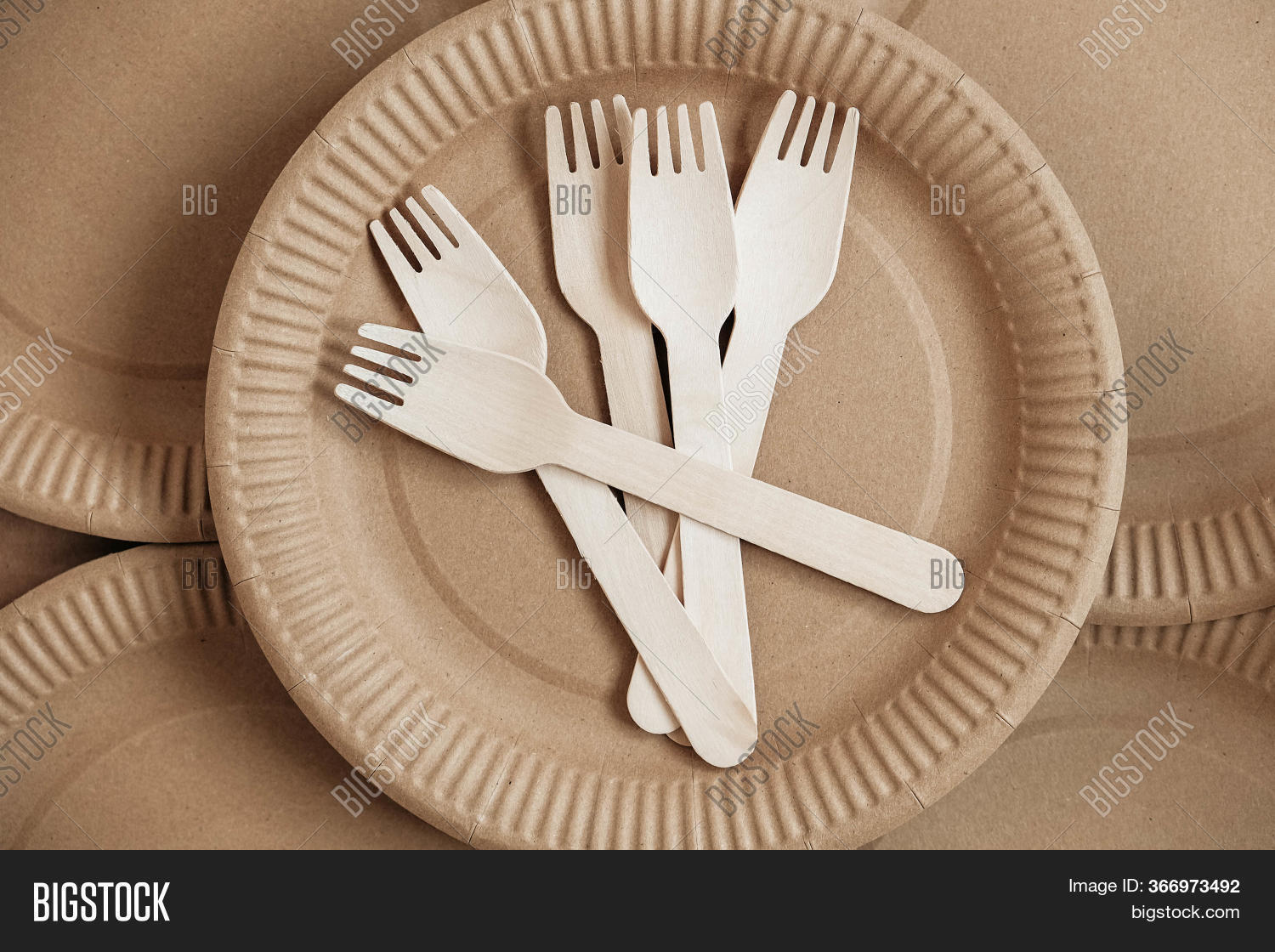 Wooden Forks Plates On Image & Photo (Free Trial) Bigstock