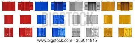 A High Quality Image Of 10ft Shipping Containers On A White Background With Clipping Path. Set Ten F