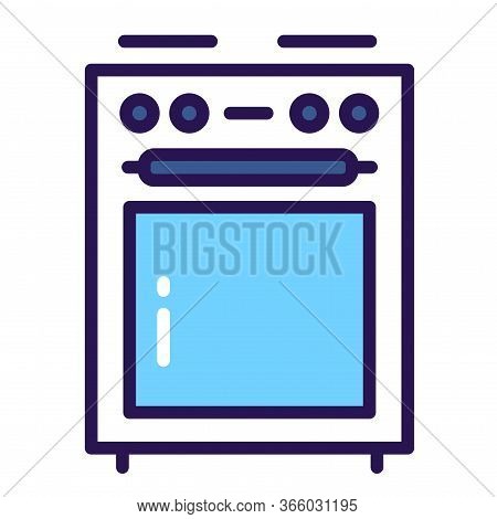 Kitchen Stove Color Line Icon. Household Equipment. Sign For Web Page, Mobile App, Banner.