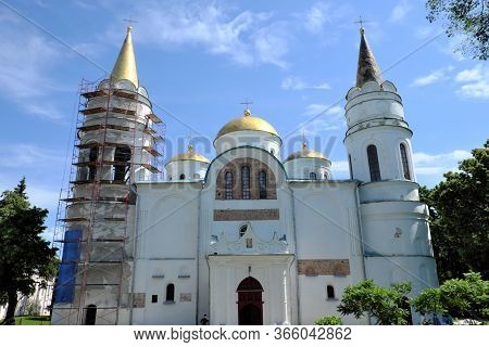 Transfiguration Cathedral In Chernihiv. One Of The Oldest Monumental Buildings In Ukraine. The Main 
