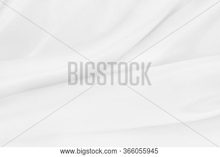 White Fabric Cloth Texture For Background And Design Art Work, Beautiful Crumpled Pattern Of Silk Or
