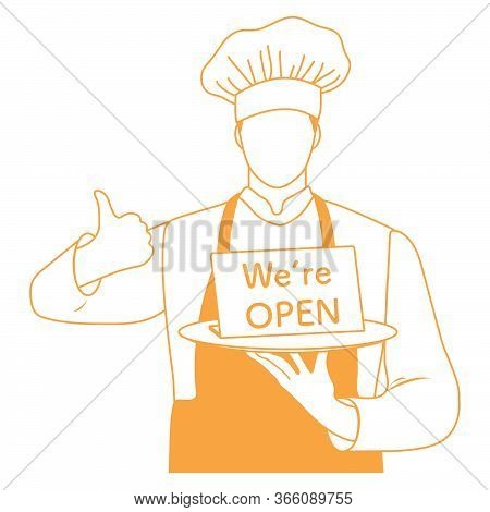 Vector Illustration Reopening Of Cafe, Restaurant After Covid-19 Quarantine, Coronavirus Pandemic. C