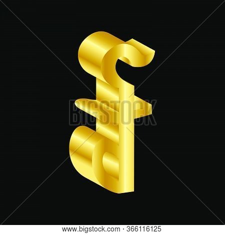 Gold 3d Luxury Riel Currency Symbol Vector
