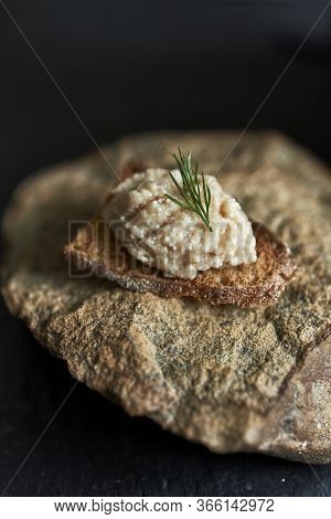 Toast With Roe Cod On Stone  Background