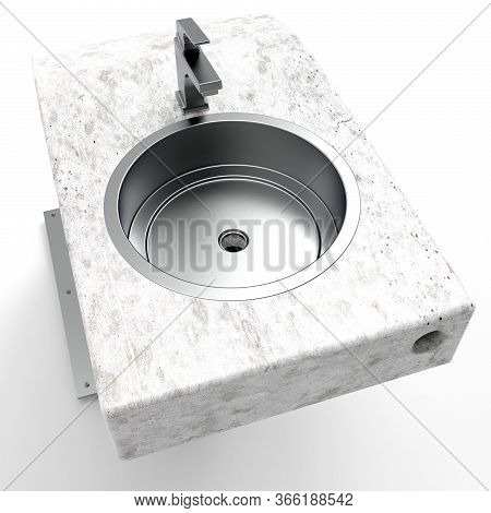 3d Image Of Drinking Garden Fountain Maroon Granite 02