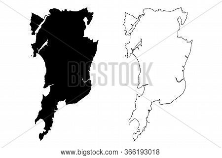 Mumbai City (republic Of India, Maharashtra State) Map Vector Illustration, Scribble Sketch City Of 