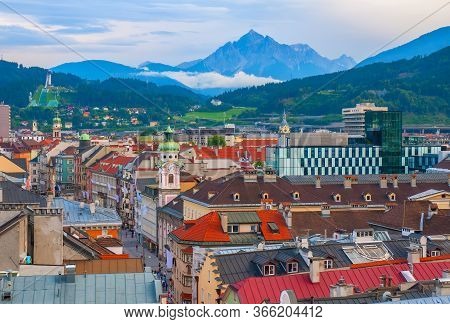 Amazing Aerial View Of Innsbruck From City Hall Tower, Austria