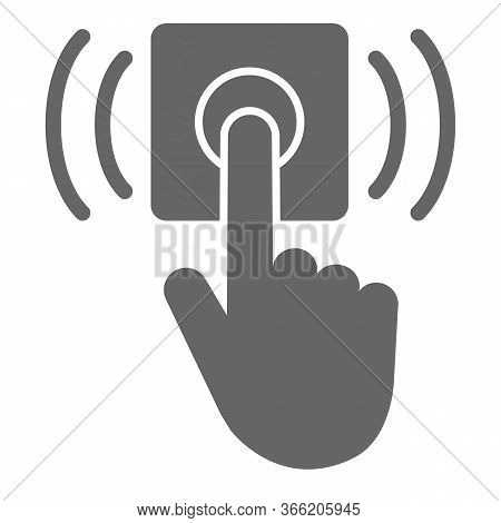 Ring Door Bell Solid Icon, Delivery Symbol, Hand Push Bell Button Vector Sign On White Background, F