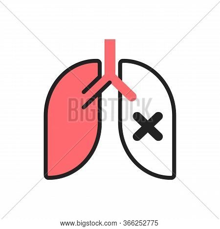 Pneumonia, Lung Disease, Pulmonary Insufficiency Flat Illustration