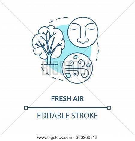 Fresh Air Turquoise Concept Icon. Environment And Nature. Breath Oxygen. Plant And Tree. Country Liv
