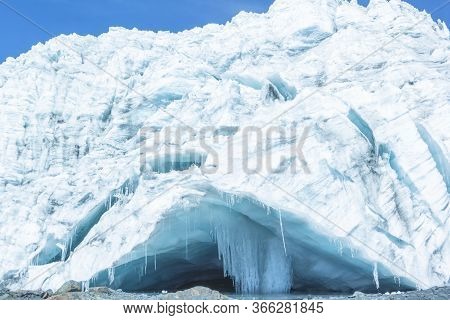 Pastoruri Glacier, In The Huascaran National Park, Huaraz / Peru. Tropical Glacier At 5200 Meters Ab