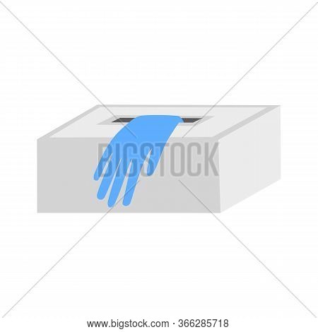 Blue Disposable Gloves In A Box. Vector
