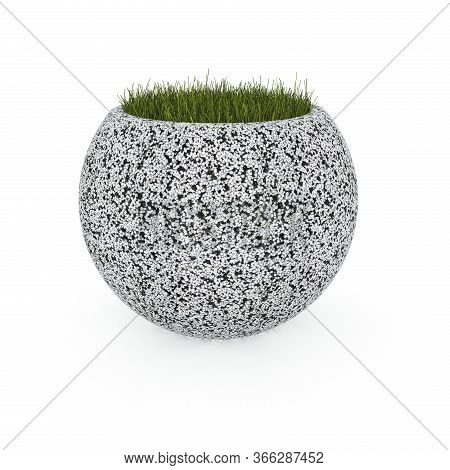 3d Image Flower Pot Concrete Marble Globus