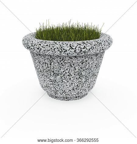 3d Image Flower Pot Concrete Marble Garden