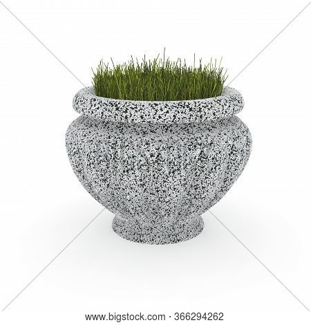 3d Image Flower Pot Concrete Marble Monaco