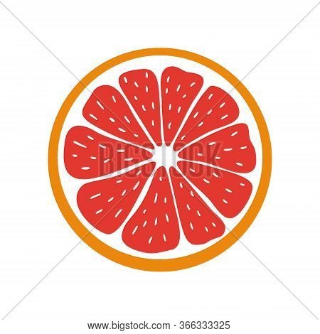 Juicy Grapefruit Icon. Stock Vector Illustration. Bright Colorful Isolated Element On White Backgrou