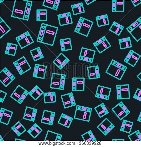 Line Office Folders With Papers And Documents Icon Isolated Seamless Pattern On Black Background. Of