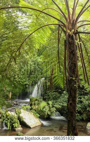 Yeh Ho Waterfall Is Located In The Lush Rice Field-laden Penebel