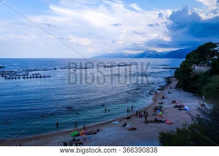 Sardinia/italy - August 24, 2019 - Cala Gonone Beach In The Golf Of Orosei