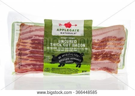 Winneconne,  Wi - 15 May 2020:  A Package Applegate Naturals Uncured Thick  Cut Bacon On An Isolated