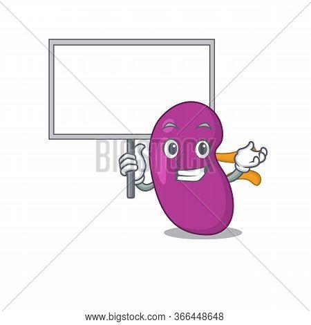 Cartoon Picture Of Kidney Mascot Design Style Carries A Board