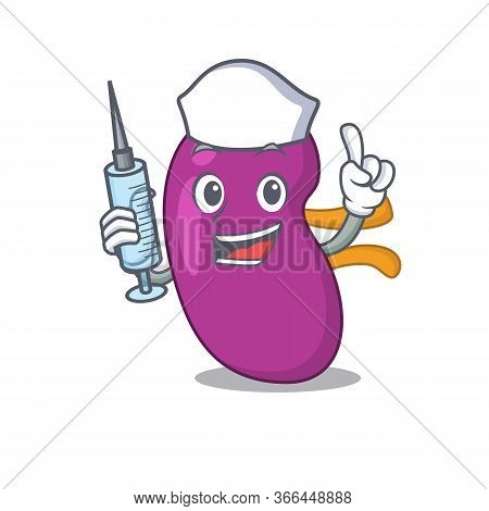 Kidney Humble Nurse Mascot Design With A Syringe