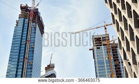Warsaw, Poland. 15 May 2020. Roundabout Daszynski. New Skyscrapers In The Financial District Of Down