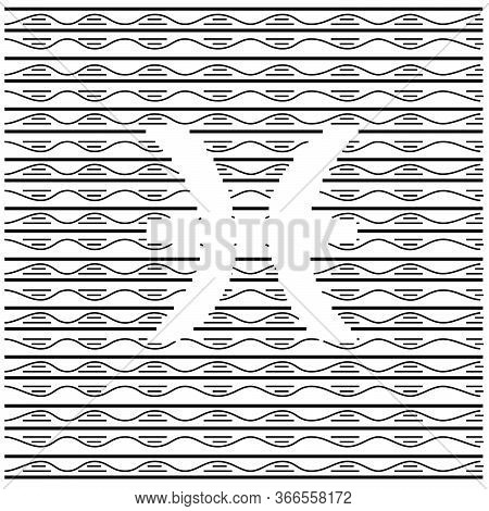 Zodiac Sign Pisces, Negative Space Vector Illustration, Simple Line Ornament For Design, Creativity 