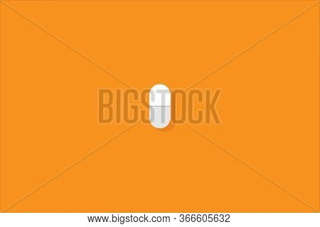 One Tablet On An Orange Background, Vector Illustration