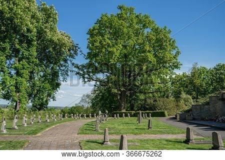Seelow, Germany - May 09, 2020: Memorial Cemetery Of Soviet Soldiers Who Died At The Site Of The Bat
