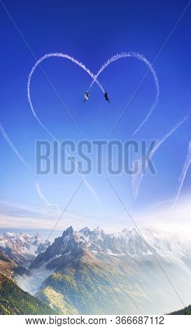 The Plane Turned Unusually In The Sky, Leaving An Inversion Trace In The Form Of A Round Loop Over T