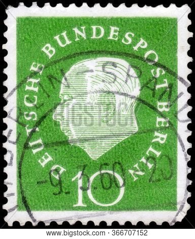 Saint Petersburg, Russia - April 21, 2020: Postage Stamp Printed In The Federal Republic Of Germany 